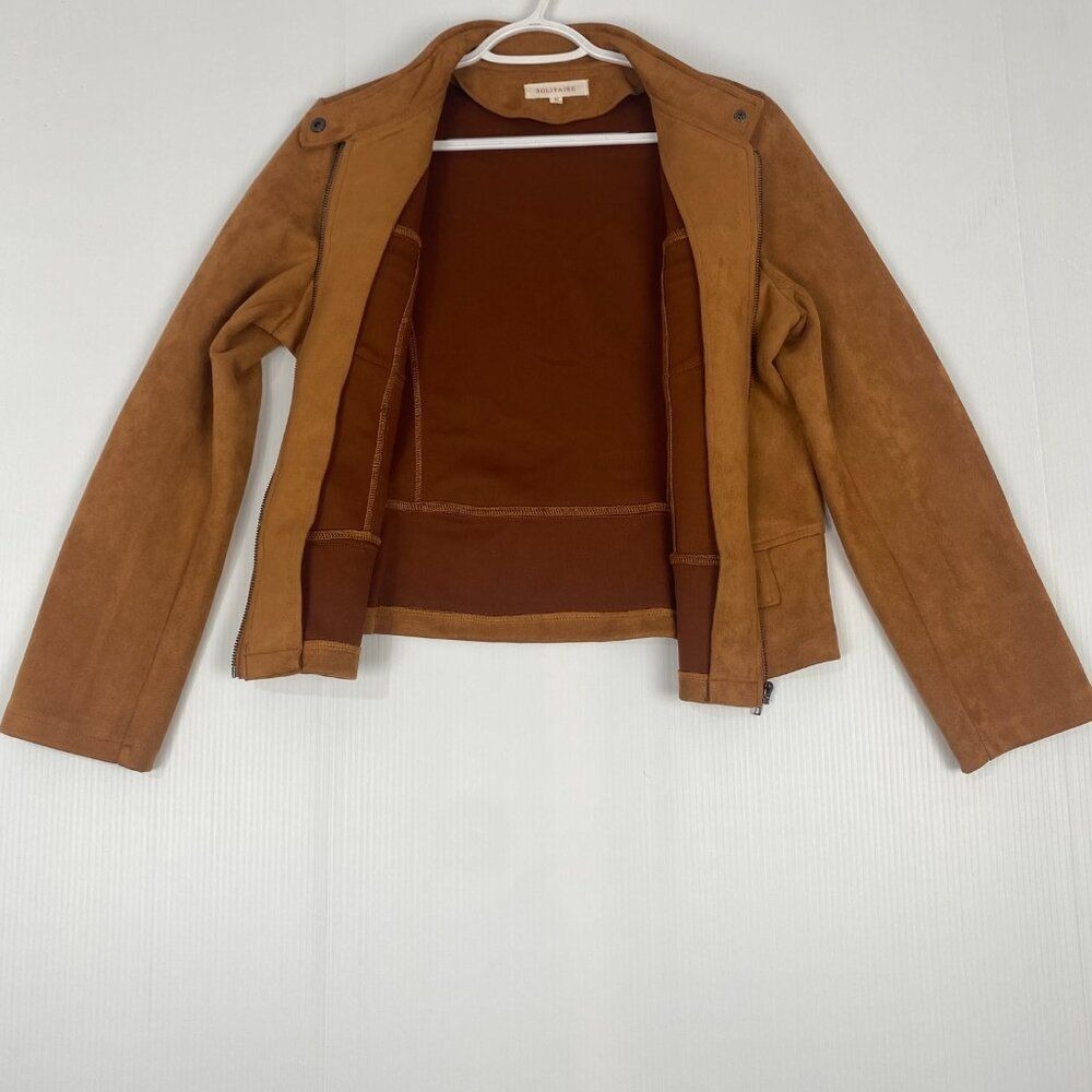 Solitaire EUC suede moto jacket from Anthropologie Women Brown Size M Soft